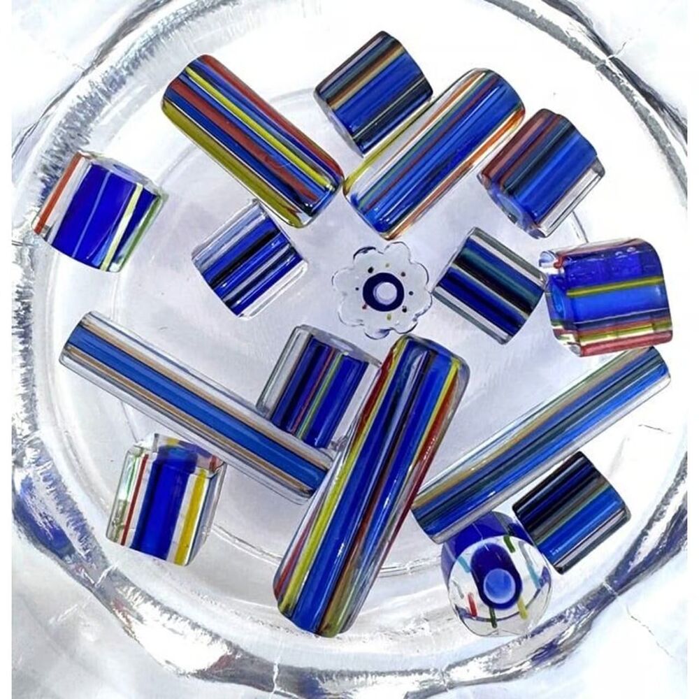 16pc Beads for Jewelry #22051 Fire Cane Glass Beads